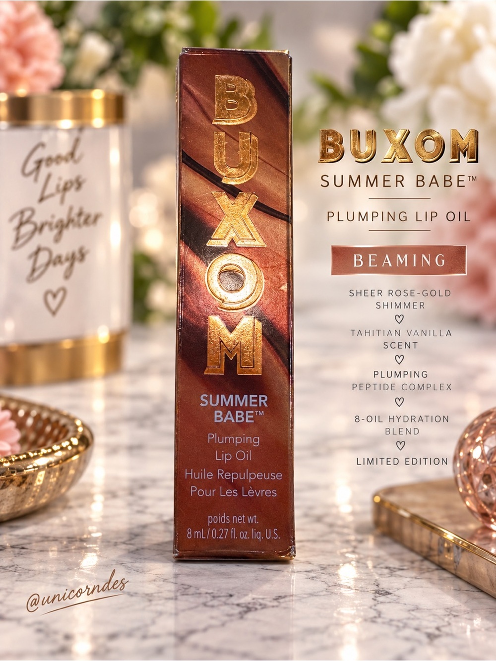 BUXOM Summer Babe Plumping Lip Oil Beaming Limited Edition Full Size